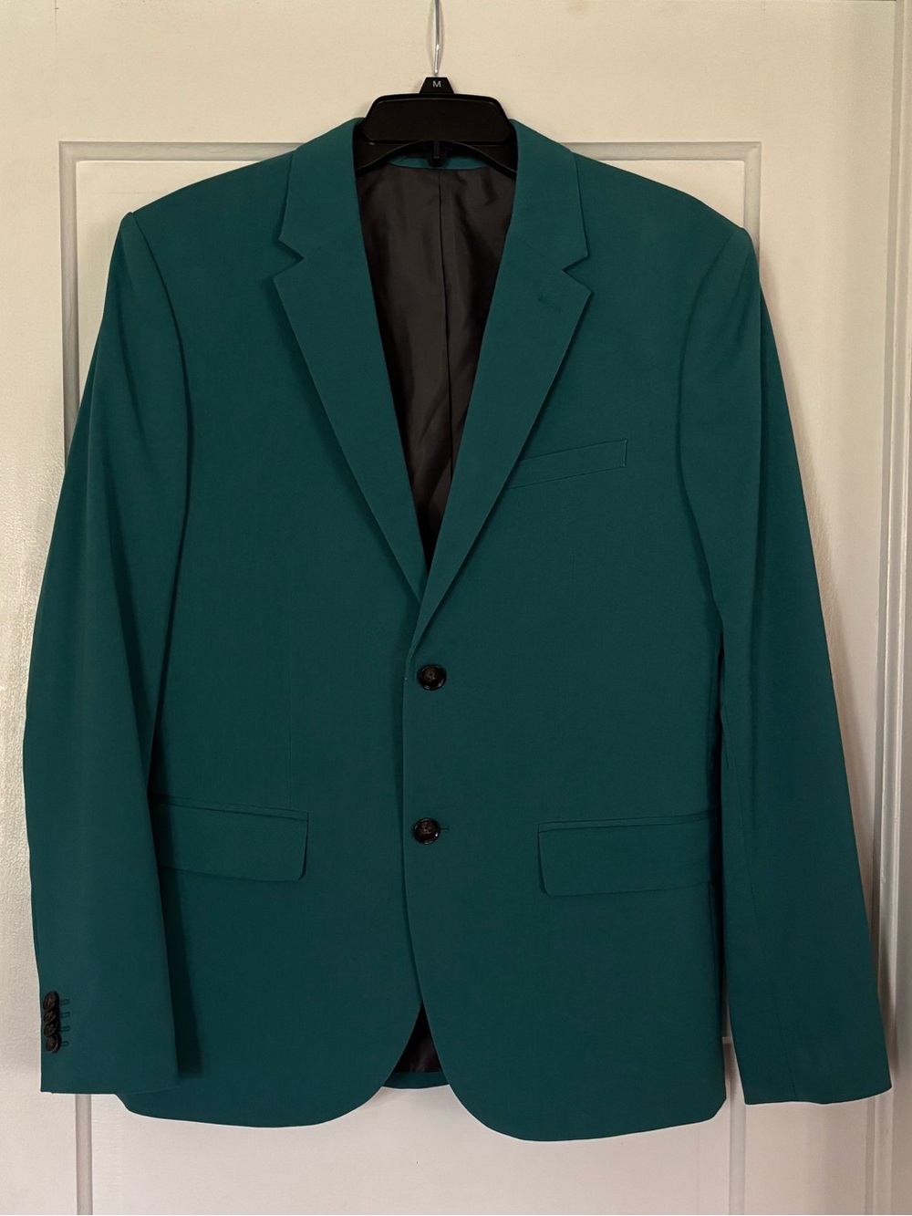H&M Skinny Fit Teal Green Single-Breasted Blazer